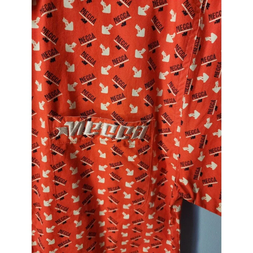 VTG Nwt Mecca Shirt Boys XL 18/20 Spellout Orange Short Sleeve Button Up Hip Hop